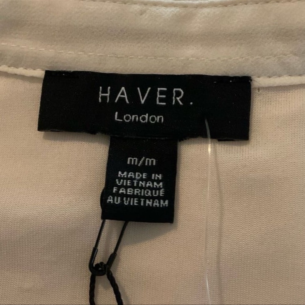 HAVER London Women's Medium Ivory Long Sleeve Lace Trim Button Down Blouse NWT!​ - Picture 5 of 9